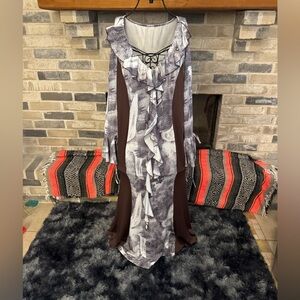 SHEIN Curve Brown and White Patterned Maxi Dress